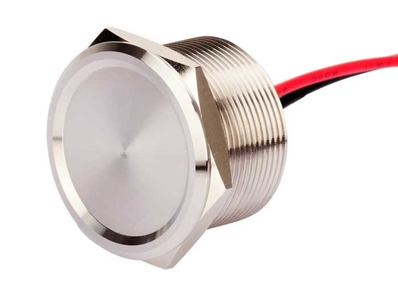 25mm Ip69 Rgb Chwilowy piezoelektryczny przełącznik dotykowy Metal 2 przewody Płaska główka Bez diody LED